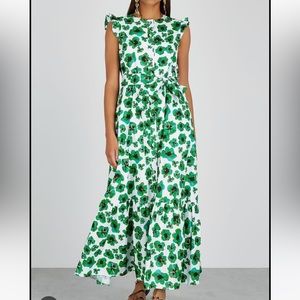BORGO DE NOR Gabriella Floral-Print Cotton Maxi Dress | Green Floral Dress